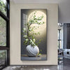 Chinese Style White Vase Cool Feeling Flower Canvas Painting Wall Art Full Moon Poster Prints  Porch Extrance Wall Decor Unframe