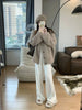 Loose mohair v-neck sweater cardigan coat for women in autumn and winter Korean style gentle wind vintage knitwear sweater top