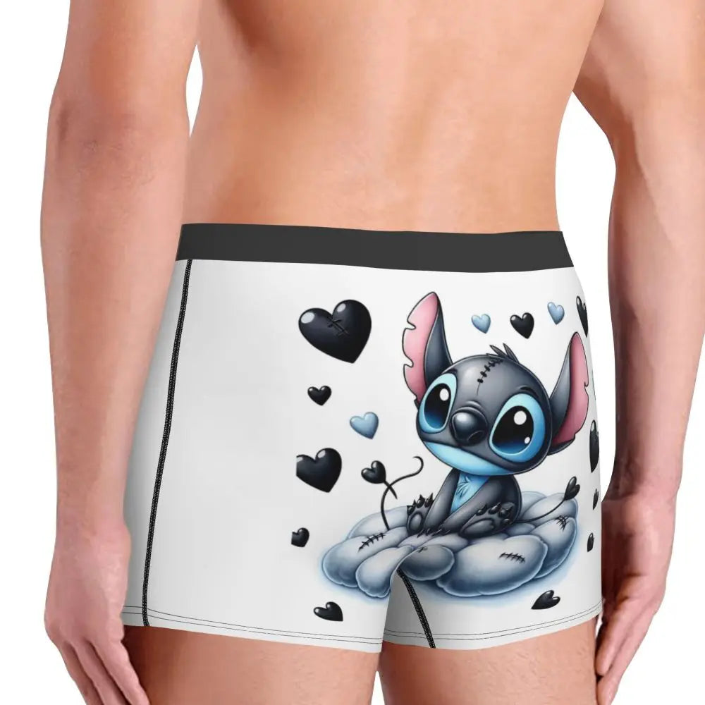 Boxer Lilo & Stitch Angel Love Alternative Shorts Panties Briefs Men Underwear Cartoon Cute Breathable Underpant Homme Plus Size