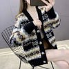 Jacquard Loose and Lazy Style Women's Cardigan 2024 Autumn New Style Western-style Outerwear Age Reducing Sweater Women's Jacket