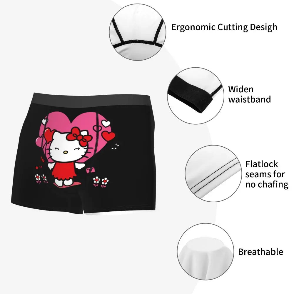 Custom Male Cool Hello Kitty Men Underwear Boxer Briefs Soft Shorts Panties Underpants