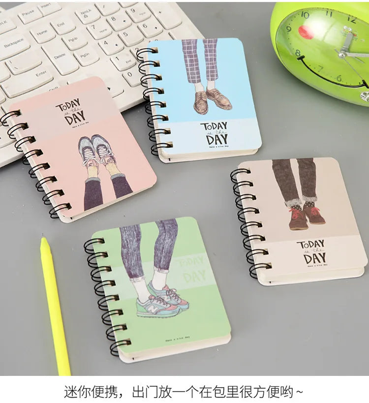 5 Pcs Special Creative Cartoon Cute Thickened Coil Notebook Notepad Portable Student Stationery Book Wholesale Factory