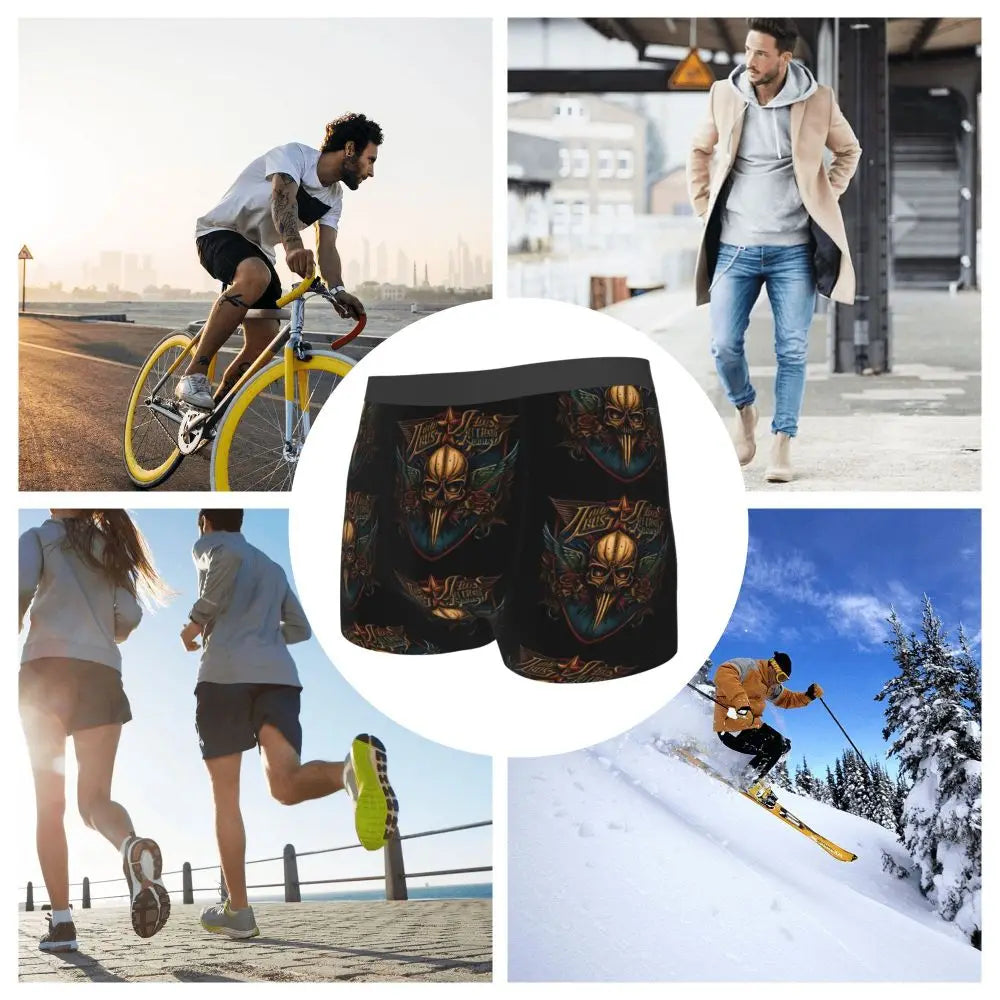 Judas Priest Accessories British Steel Firepower Men Boxer Briefs Breathable Underwear Top Quality Print Shorts Birthday Gifts