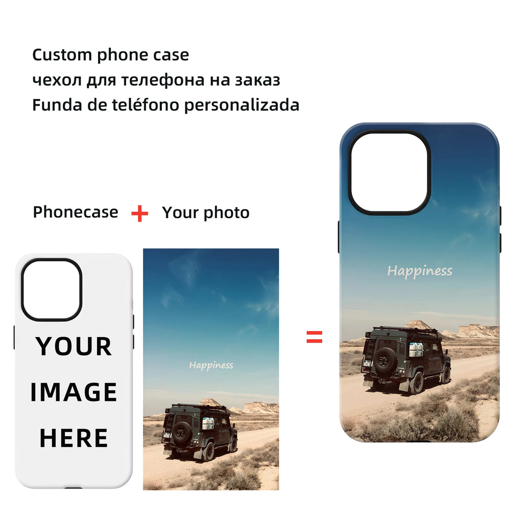 Custom Image Tough Phone Case for iPhone 16 15 14 13 12 Pro Max Plus  X XR XS 11 Cover Personalized Design Picture DIY Photo