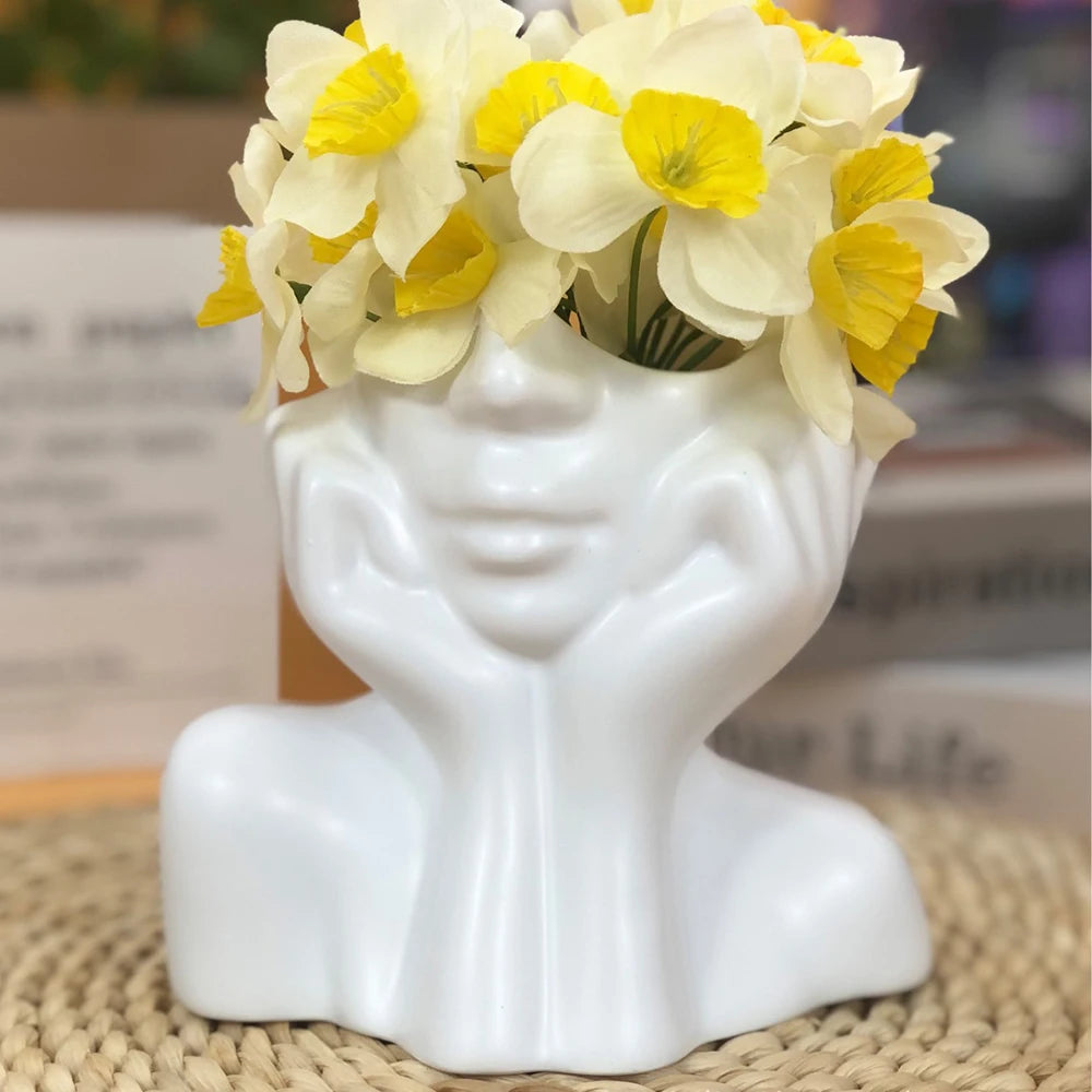 Resin Vase Gold White Black Human Body Shaping Art Flower Planter Personalized And Creative Home Decoration Handicrafts Ornament