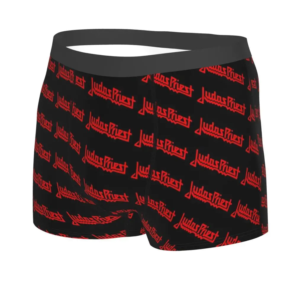 Judas Priest Accessories British Steel Firepower Men Boxer Briefs Breathable Underwear Top Quality Print Shorts Birthday Gifts