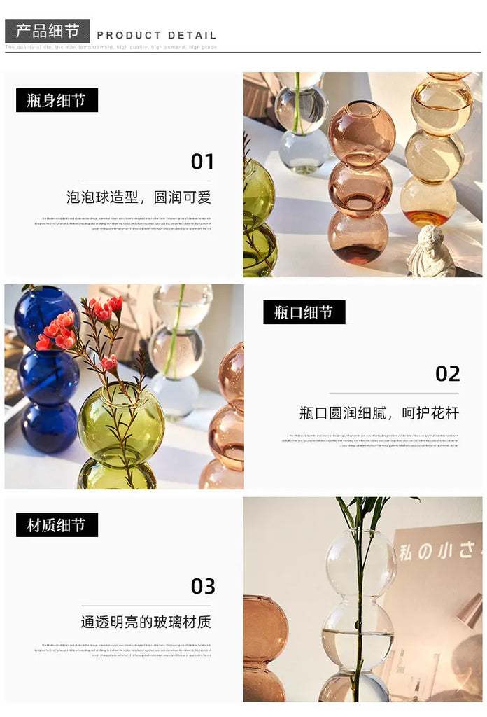 Nordic Glass Vase Home Decor Living Room Decoration Terrarium Flower Vase Plant Pots Decorative Home Accessories Decoration Gift