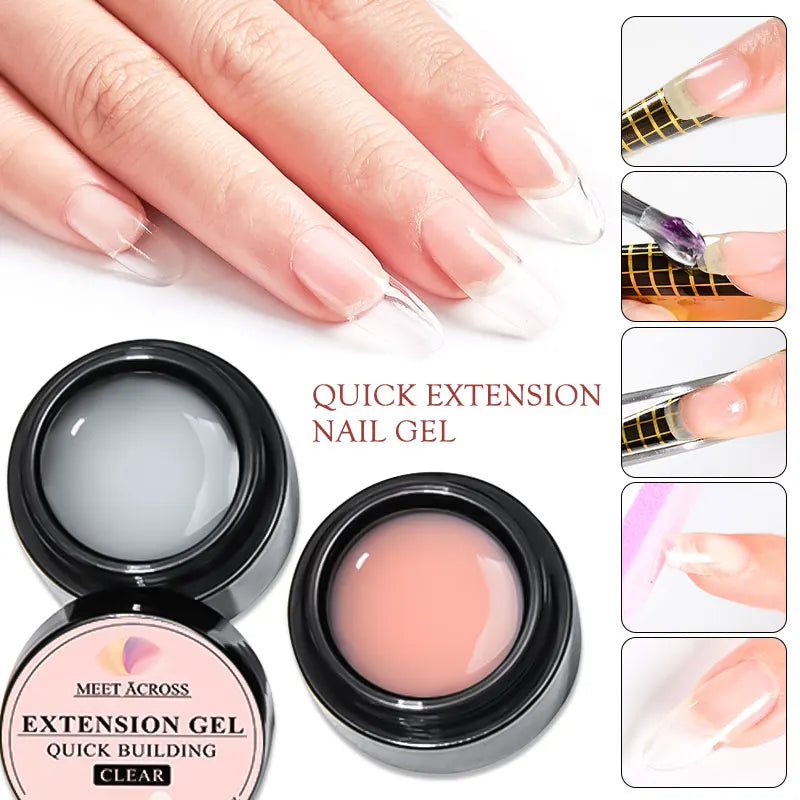 MEET ACROSS 8ML Quick Extension Nail Gel Vernis Nude Milk White Gel Nail Polish UV Semi Permanent Nails Art For Manicure Tools