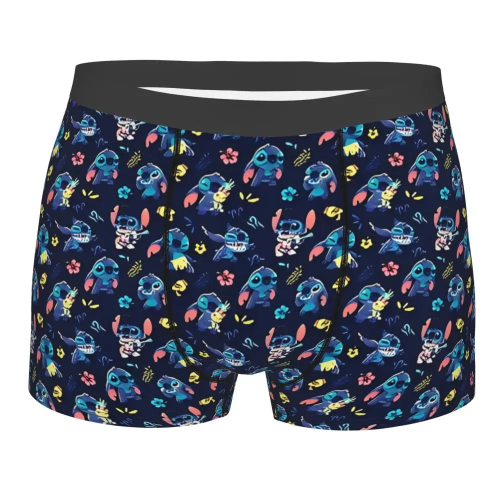 Boxer Lilo & Stitch Angel Love Alternative Shorts Panties Briefs Men Underwear Cartoon Cute Breathable Underpant Homme Plus Size