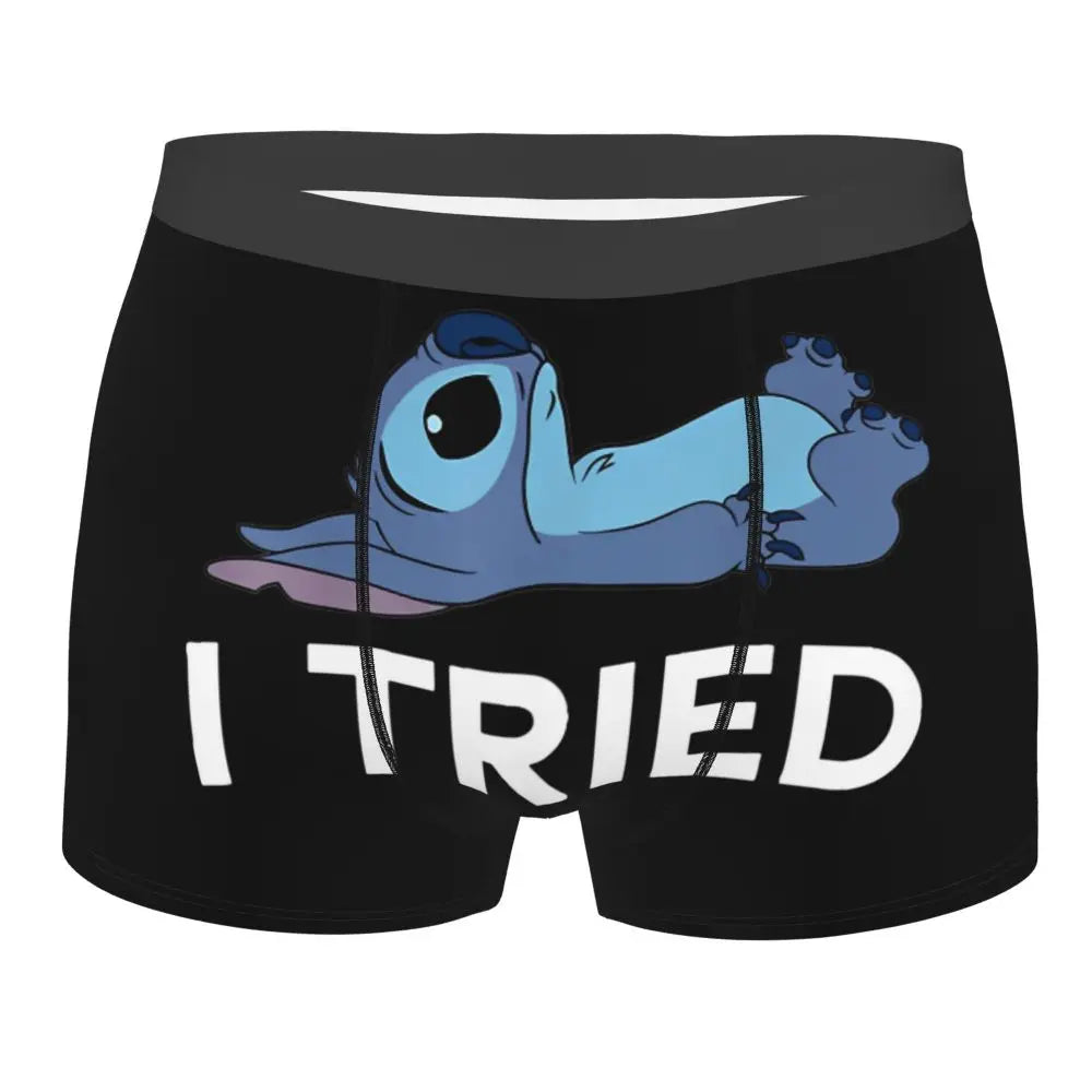 Boxer Lilo & Stitch Angel Love Alternative Shorts Panties Briefs Men Underwear Cartoon Cute Breathable Underpant Homme Plus Size