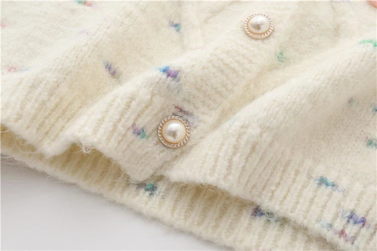 Chic Flower Embroidery Round Neck Cardigan 2024 Women Sweater Knitwear