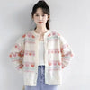 Women Autumn Sweet Kawaii Loose Hollow Out O-neck Long Sleeve Knitting Cardigan Coat Ladies Preppy Style All-match Knitwear