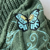 Butterfly Embroidered Cardigan Women Dark Green Letter Patch Knitted Cardigan Tops Female Autumn Winter Fashion Soft Sweaters