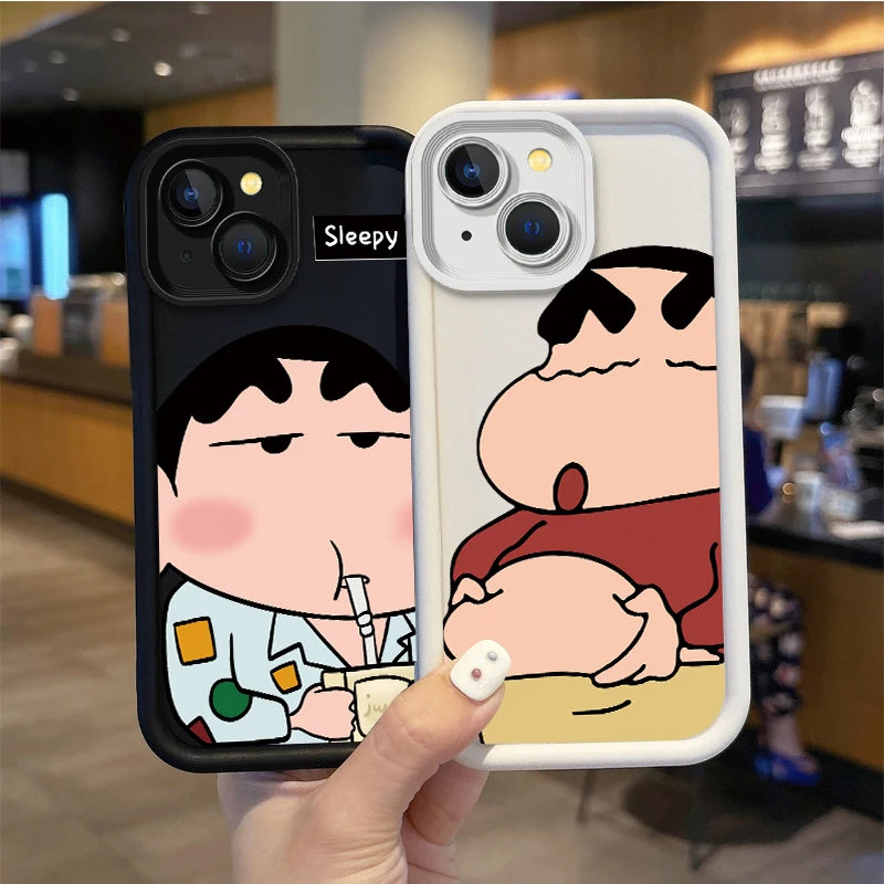 C-Crayon S-ShinChan Cartoon Phone Case For iPhone 15 14 13 12 11 Pro Max 15 14 8 7 6 Plus X XS Max 8 7 6 Silicone Non-Slip Cover