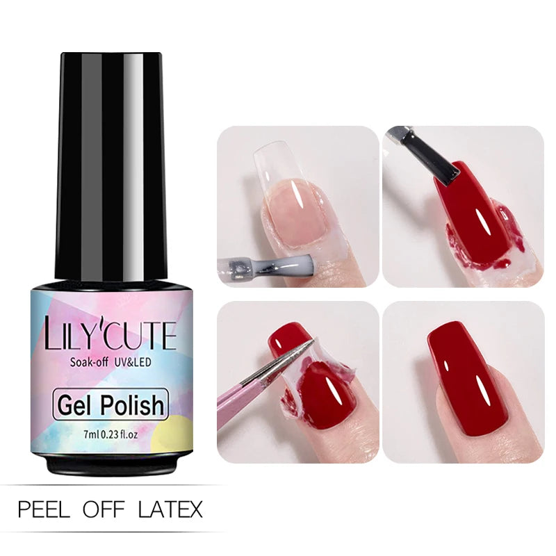 LILYCUTE Nail Art Peel Off Latex Liquid Tape Glue Protect Nail Polish Varnish Anti-Overflow Latex Fast Dry Skin Care Nail Tools