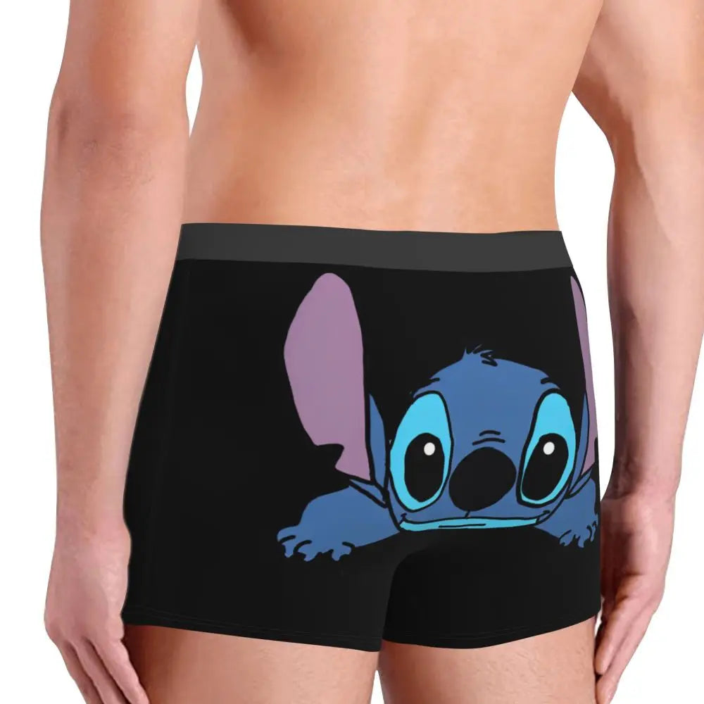 Boxer Lilo & Stitch Angel Love Alternative Shorts Panties Briefs Men Underwear Cartoon Cute Breathable Underpant Homme Plus Size