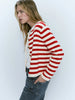 Ethereal MD 2024 women's spring new style of Slim-fit commuter buckle classic striped cardigan for women