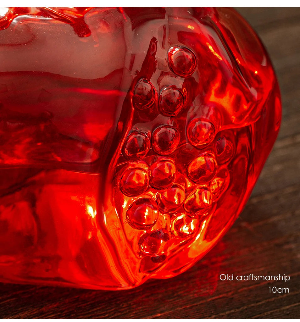 Pomegranate Glass Vase For Hydroponic Flower Arrangement Home Decoration Table Decor Small Red Vase Hydroponic System Plant Pot