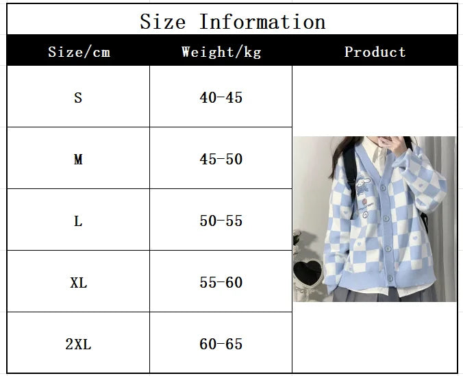 Sanrio Y2k Cinnamoroll Kawaii Cardigan Women Kuromi Melody Korean Fashion Sweater Female Preppy Style Long Knit Top Clothes 2023