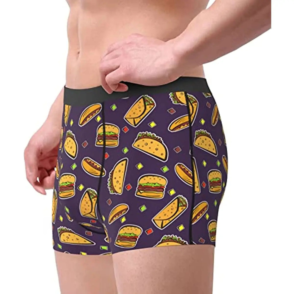 Taco Print Men Underwear Boxer Briefs Regular Sport Mens Boxer Briefs Underwear Men