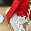 2024 Autumn Winter Preppy Style V-Neck Knitting Long Sleeve Cardigan Women Casual Appliques Single Breasted Female Loose Sweater