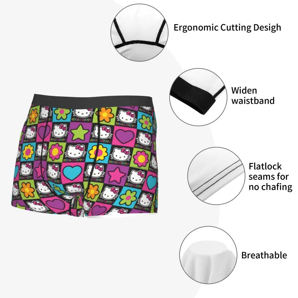 Custom Male Cool Hello Kitty Men Underwear Boxer Briefs Soft Shorts Panties Underpants