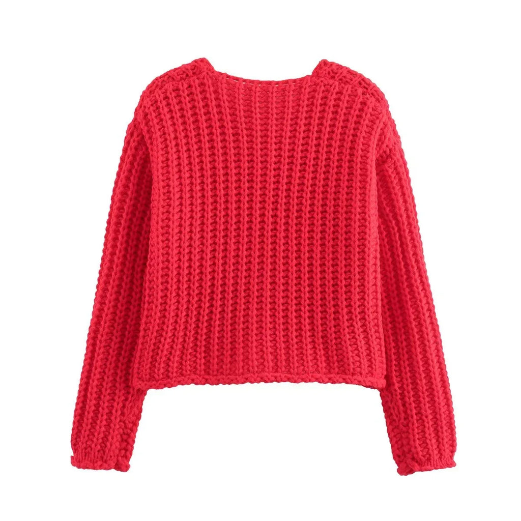 2024 O Neck Single-breasted Knitted Cardigan For Women Casual Pocket Long Sleeve Sweater Autumn Fashion Lady Streetwear Knitwear