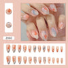 24pcs Ins Simple False Nails Goldfish Pattern Almond Fake Nail Wearable Detachable Simple Nude Pink Press On Nails Manicure Set