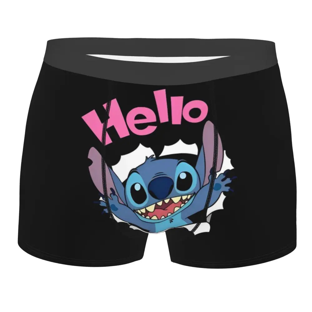 Boxer Lilo & Stitch Angel Love Alternative Shorts Panties Briefs Men Underwear Cartoon Cute Breathable Underpant Homme Plus Size