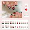 24pcs Christmas Holiday Themed Medium Square Fake Nails Pink Red & Green Glossy Press-On Nails Set Reusable Fake Nails for Women