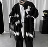 Knit Cardigan Man Black Sweater for Men Contrasting Colors Coats Loose Designer Top Korean Reviews Clothes Open Y2k Fit Casual