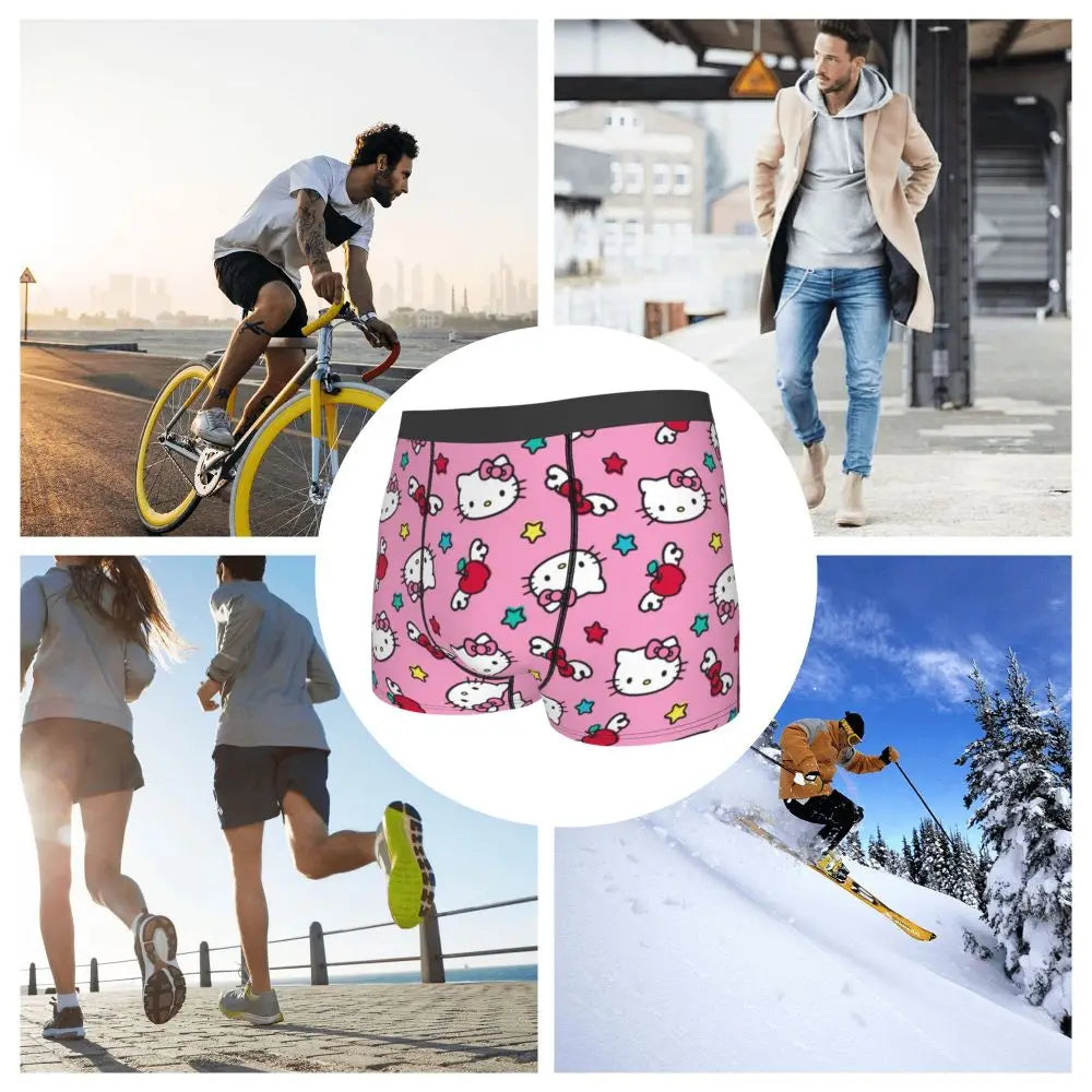 Custom Male Cool Hello Kitty Men Underwear Boxer Briefs Soft Shorts Panties Underpants