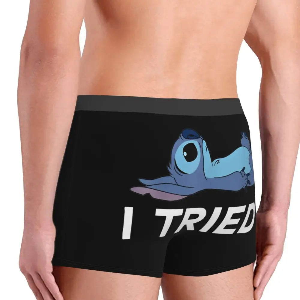 Boxer Lilo & Stitch Angel Love Alternative Shorts Panties Briefs Men Underwear Cartoon Cute Breathable Underpant Homme Plus Size