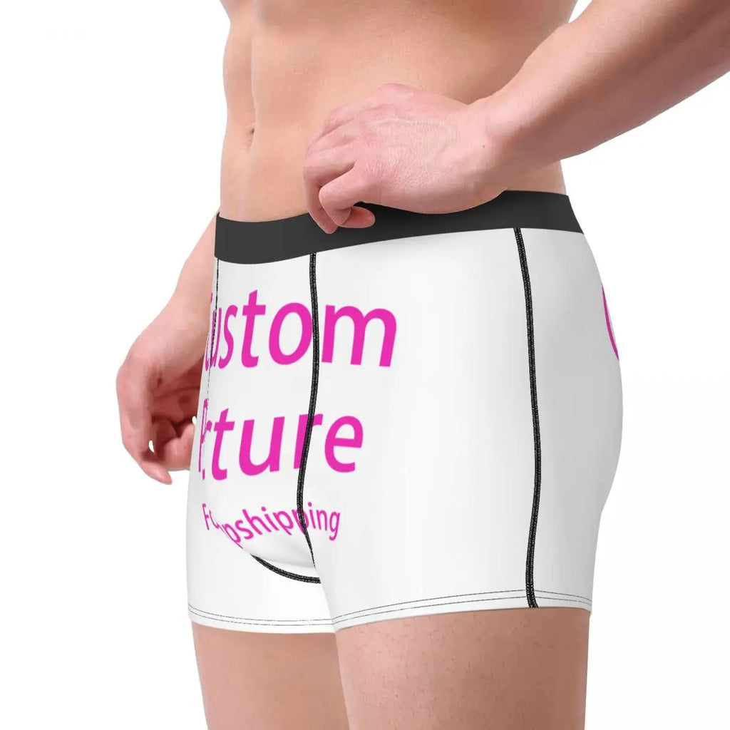 Male Fashion Personalized Custom Photo Logo Underwear Customized DIY Print Boxer Briefs Soft Shorts Panties Underpants