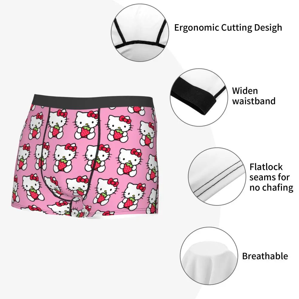 Custom Male Cool Hello Kitty Men Underwear Boxer Briefs Soft Shorts Panties Underpants