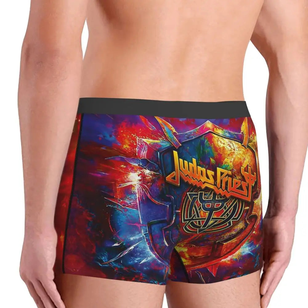 Judas Priest Accessories British Steel Firepower Men Boxer Briefs Breathable Underwear Top Quality Print Shorts Birthday Gifts