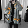 Knit Cardigan Man Black Sweater for Men Contrasting Colors Coats Loose Designer Top Korean Reviews Clothes Open Y2k Fit Casual