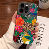 Leopard Print Flower Phone Case For iPhone 16 Pro Max 15 14 13 12 11 XS X XR 7 8 Plus SE 2022 SE3 Shockproof Soft Silicone Cover