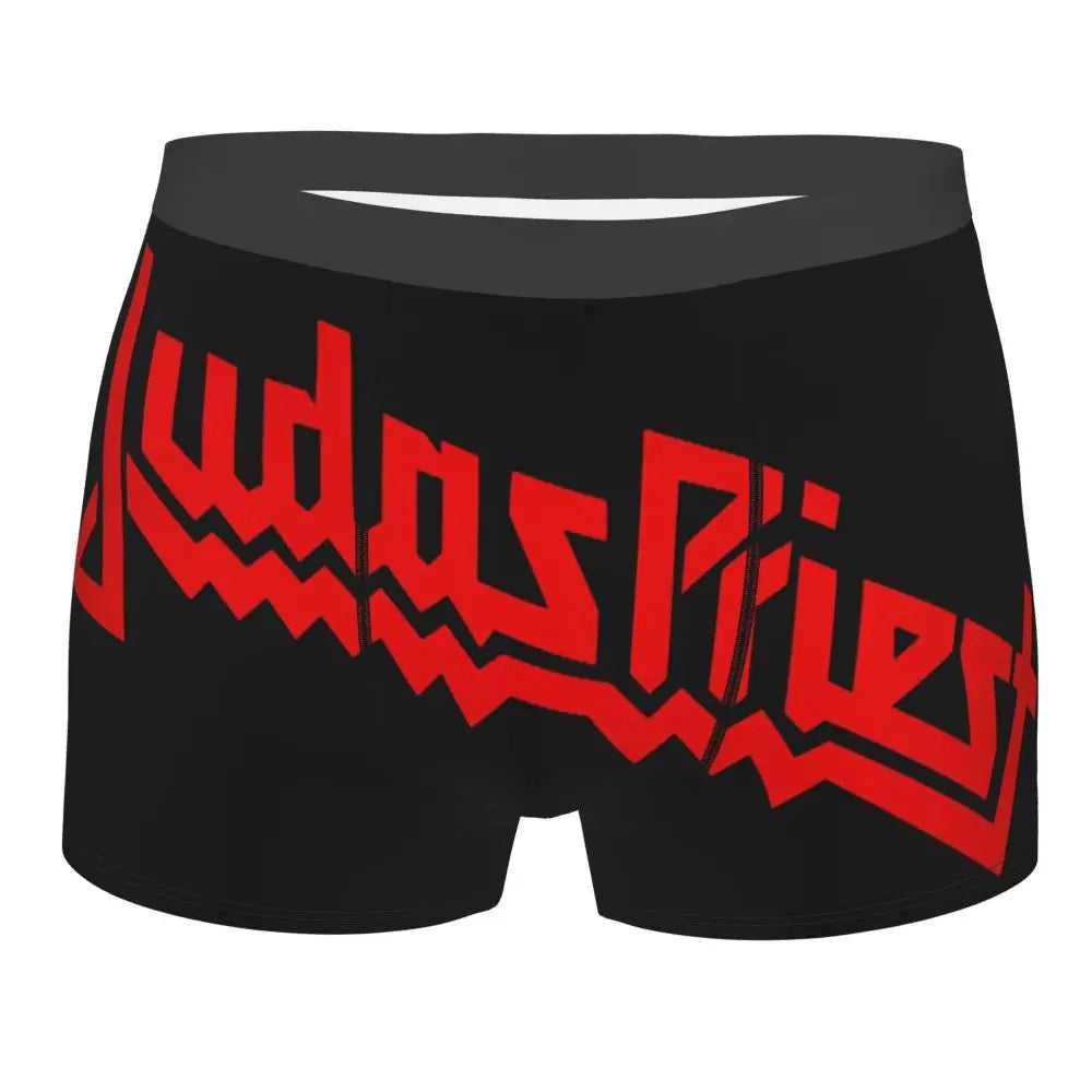 Judas Priest Accessories British Steel Firepower Men Boxer Briefs Breathable Underwear Top Quality Print Shorts Birthday Gifts