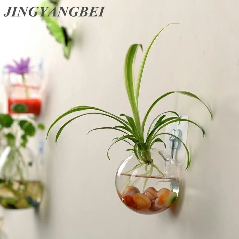 2022 New Hanging Flower Pot Glass Ball Vase Terrarium Wall Fish Tank Aquarium Container Home Decoration 10cm 12cm 15cm