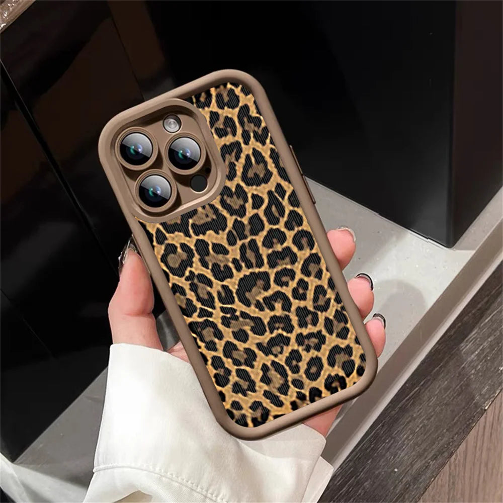 Leopard Print Pattern Phone Case For iPhone 11 12 13 14 15 16 Pro Max X XR XS Max 7 8 Shockproof Silicone Soft TPU Back Cover