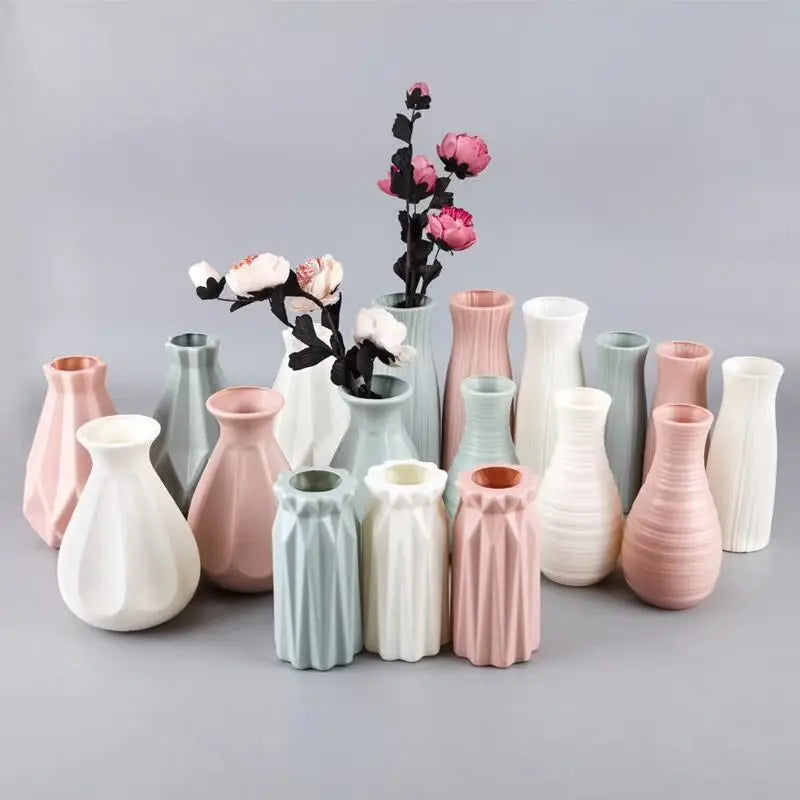 Modern Nordic Plastic Flower Vase, Pink, Blue, White Pot, Basket, Home, Living Room Decoration, Ornament, Arrangement