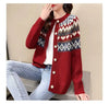 Love Jacquard Long Sleeve Knitting Cardigan Coat Women Autumn Loose O-neck Sweater Office Lady All-match Fashion Knitting Tops