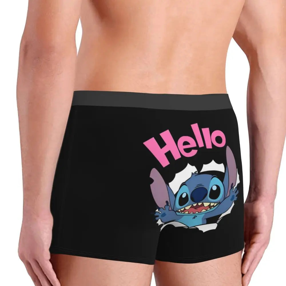 Boxer Lilo & Stitch Angel Love Alternative Shorts Panties Briefs Men Underwear Cartoon Cute Breathable Underpant Homme Plus Size