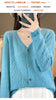 Women's V-Neck Spring and Autumn 100% Wool Cashmere Cardigan Women's Knit Sweater Super Soft Loose Large Size Long Sleeve Shirt