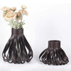 Modern Leather Glass Vase Home Decoration Hydroponic Flower Arrangement Tabletop Dried Flower Vase Creative Skirt Vase Ornament