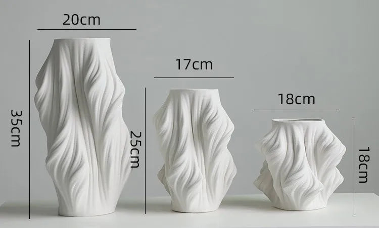 Modern Simple Style Art Vase Home Flower Arrangement 3D Printing Ceramic Craft Vase Creative Furniture Special-Shaped Vase Decor