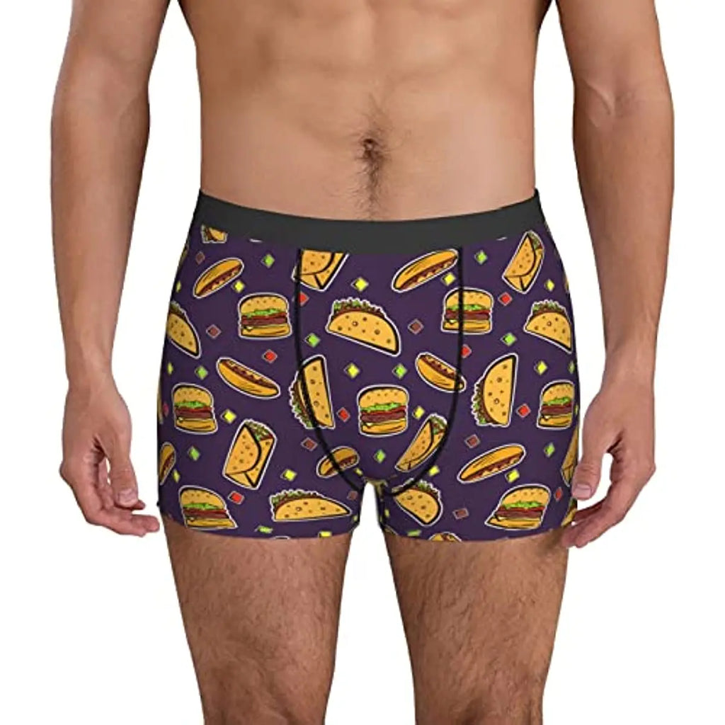 Taco Print Men Underwear Boxer Briefs Regular Sport Mens Boxer Briefs Underwear Men