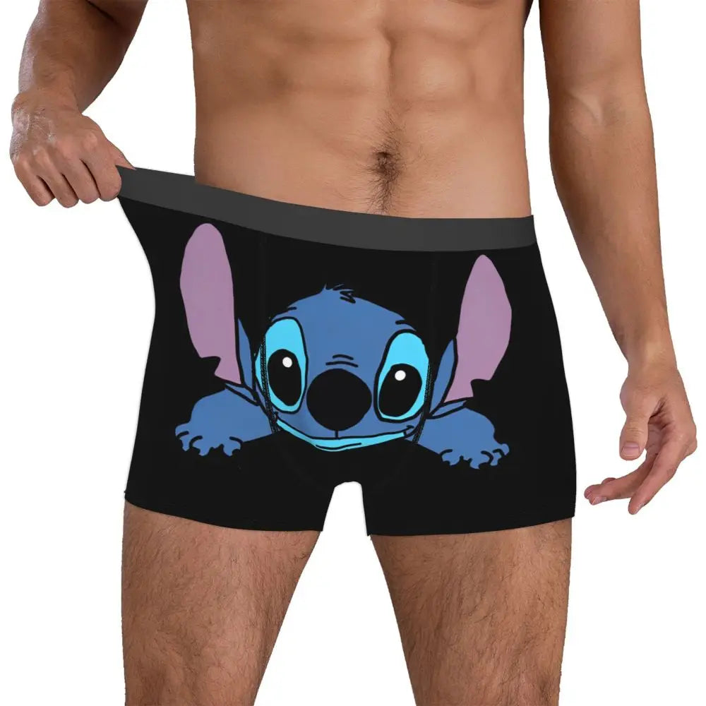 Boxer Lilo & Stitch Angel Love Alternative Shorts Panties Briefs Men Underwear Cartoon Cute Breathable Underpant Homme Plus Size