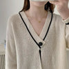 2024 Autumn Women Star Embroidered Cardigan V-neck Knitted Sweater Fashion Warm Beige Holiday Cardigans Women Sweaters Cardigan